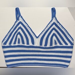 Hollister Blue and White Crochet Bralette